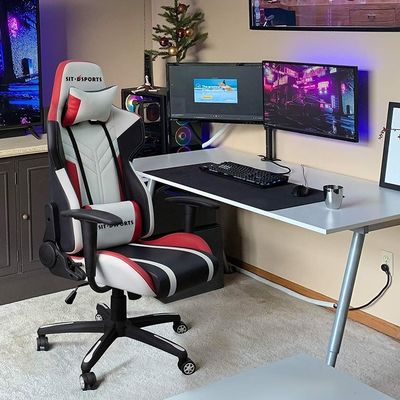 Chaise élévatrice en cuir synthétique pour jeux de course, pivotante à l'ordinateur, ergonomie pour bureau