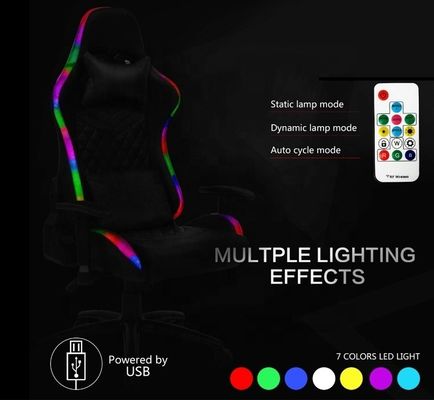 Lumière LED et télécommande chaise de jeu en PU Meubles de bureau en cuir synthétique