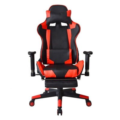 Chaise de jeu de bureau moderne avec repose-pieds et accoudoirs en PU réglables en 2D