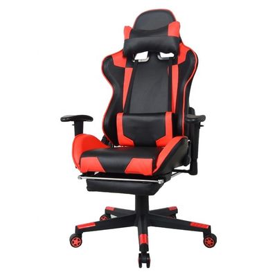 Chaise de jeu de bureau moderne avec repose-pieds et accoudoirs en PU réglables en 2D