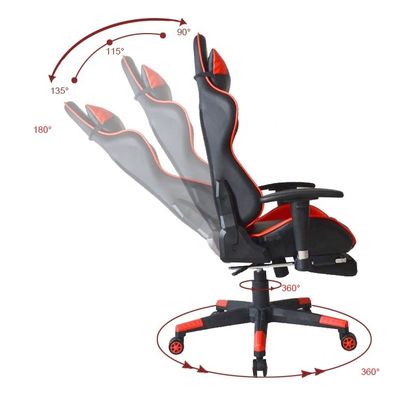 Chaise de jeu de bureau moderne avec repose-pieds et accoudoirs en PU réglables en 2D