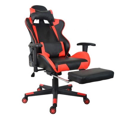 Chaise de jeu de bureau moderne avec repose-pieds et accoudoirs en PU réglables en 2D