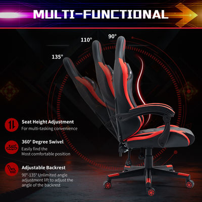 ALINUNU PC Gamer Chair Ergonomic en cuir en PU Chaise de jeu pivotante avec ascenseur à gaz de 3 100 mm
