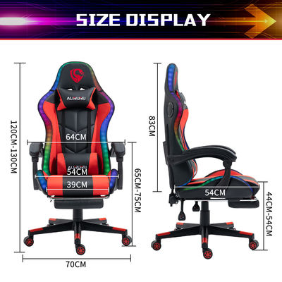 Chaise de massage de jeu en cuir synthétique à couverture amovible avec lumières et haut-parleurs RVB
