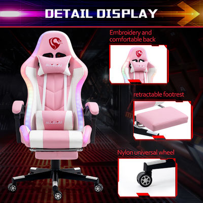 Chaise de massage de jeu en cuir synthétique à couverture amovible avec lumières et haut-parleurs RVB