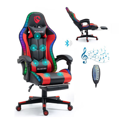 Chaise de jeu LED RVB réglable en hauteur avec style pivotant de massage et haut-parleurs