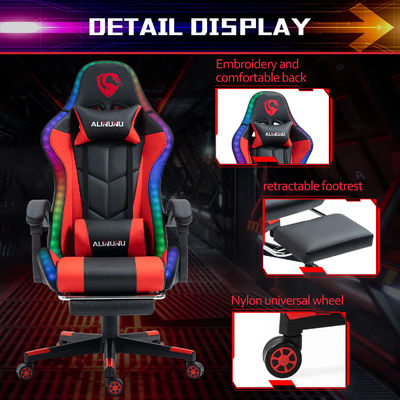 Chaise de jeu LED RVB réglable en hauteur avec style pivotant de massage et haut-parleurs