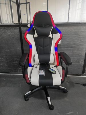 Chaise de jeu LED RVB réglable en hauteur avec style pivotant de massage et haut-parleurs