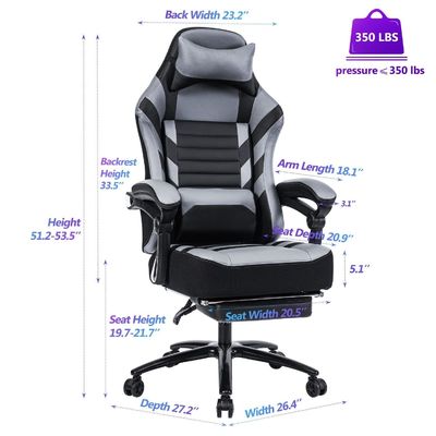 Chaise de jeu personnalisée en couleur avec repose-pieds en mousse à mémoire réglable
