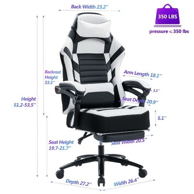 Chaise de jeu réglable en hauteur avec repose-pieds en mousse à mémoire réglable