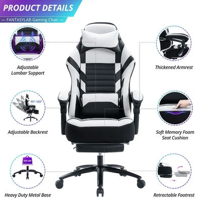 Chaise de jeu réglable en hauteur avec repose-pieds en mousse à mémoire réglable