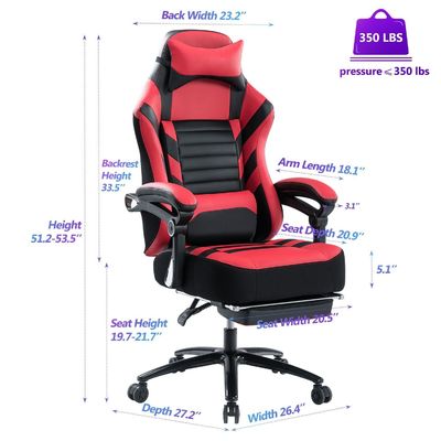 Chaise de jeu réglable à inclinaison vers l' arrière avec repose-pieds et mousse à mémoire