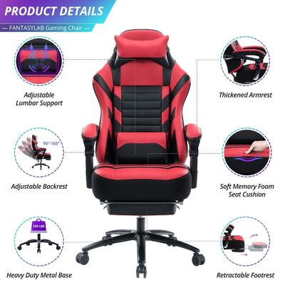 Chaise de jeu réglable à inclinaison vers l' arrière avec repose-pieds et mousse à mémoire