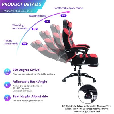Chaise de jeu réglable à inclinaison vers l' arrière avec repose-pieds et mousse à mémoire