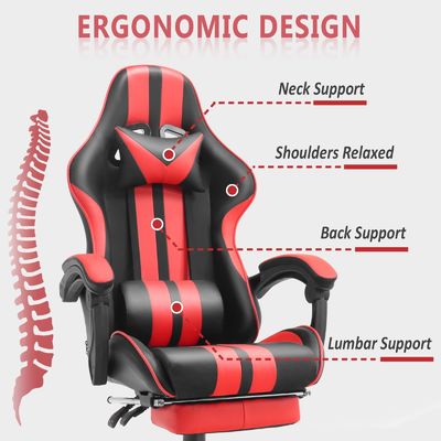 Chaise de jeu ergonomie de style de course avec appuie-tête et soutien lombaire
