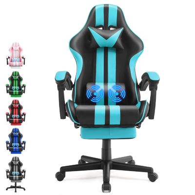 Chaise d'ordinateur réglable en hauteur pour jeux PC avec appuie-tête