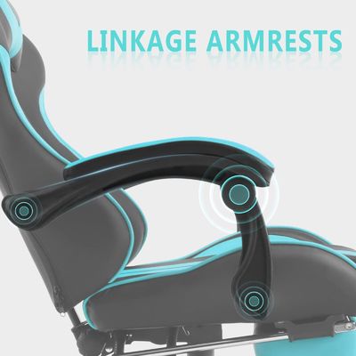 Chaise d'ordinateur réglable en hauteur pour jeux PC avec appuie-tête