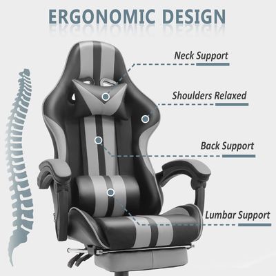 Chaise de jeu de style de course avec repose-pieds repose-tête et soutien lombaire Couleur personnalisée