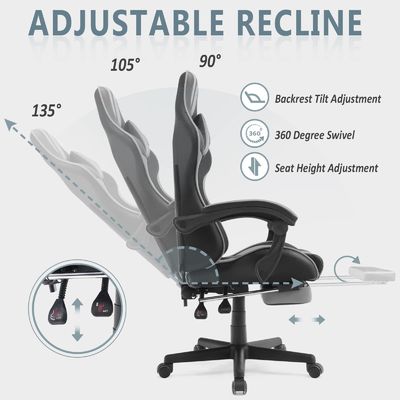Chaise de jeu de style de course avec repose-pieds repose-tête et soutien lombaire Couleur personnalisée