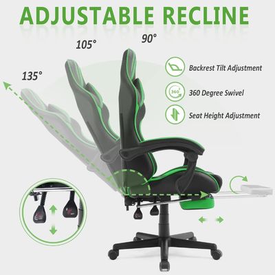 ALINUNU Chaise informatique de jeu PC de style ergonomique de course avec appuie-tête et soutien lombaire