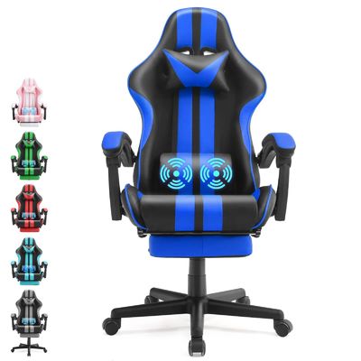 Chaise de jeu ergonomique de style de course avec appuie-tête et soutien lombaire