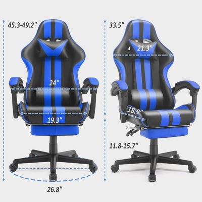Chaise de jeu ergonomique de style de course avec appuie-tête et soutien lombaire