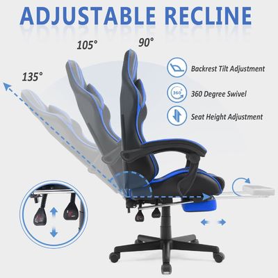 Chaise de jeu ergonomique de style de course avec appuie-tête et soutien lombaire