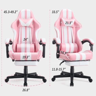 Chaise de jeu de bureau avec repose-pieds et soutien lombaire Poids maximum recommandé de 300 livres
