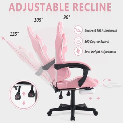 Chaise de jeu de bureau avec repose-pieds et soutien lombaire Poids maximum recommandé de 300 livres