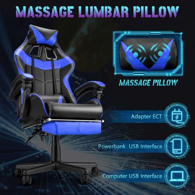 Chaise de jeu à hauteur réglable directe avec appuie-tête en cuir et support lombaire