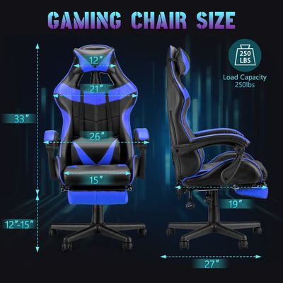Chaise de jeu à hauteur réglable directe avec appuie-tête en cuir et support lombaire