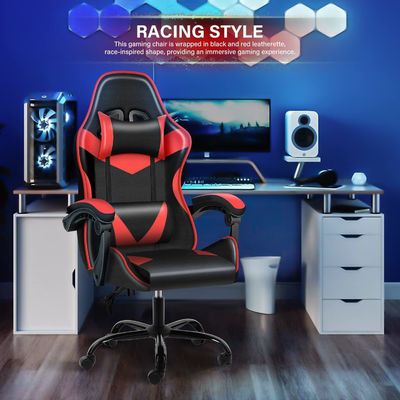 Chaise de course en cuir synthétique pour ordinateur et jeux vidéo