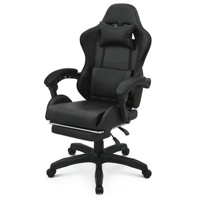 Chaise de jeu à dos haut avec repose-pieds repose-tête soutien lombaire cadre en fer