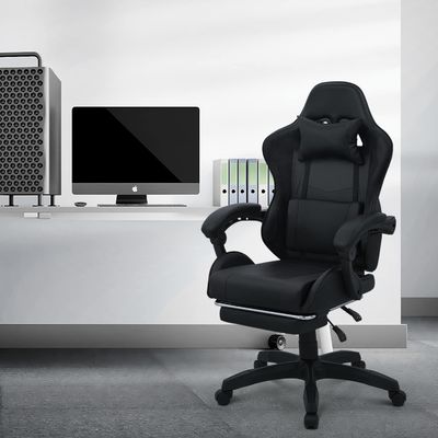 Chaise de jeu à dos haut avec repose-pieds repose-tête soutien lombaire cadre en fer