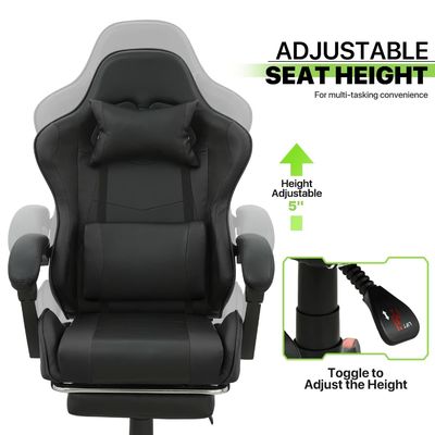 Chaise de jeu à dos haut avec repose-pieds repose-tête soutien lombaire cadre en fer