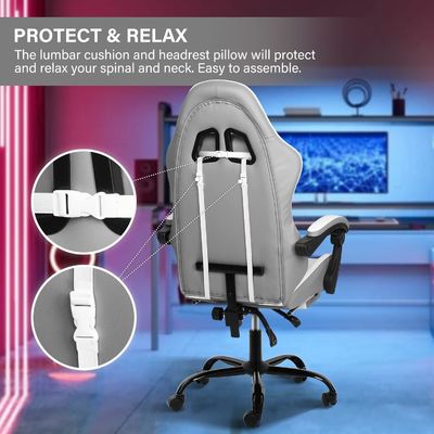 Chaise pivotante réglable en hauteur fauteuil ergonomique pour ordinateur de bureau et jeux vidéo