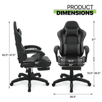 Chaise de jeu de bureau pour ordinateur en couleur personnalisée avec appuie-pieds et appuie-tête