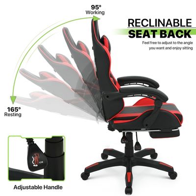 Chaise de jeu à dos élevé pivotant 360 avec repose-pieds repose-tête soutien lombaire hauteur réglable