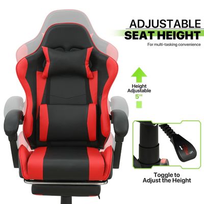 Chaise de jeu à dos élevé pivotant 360 avec repose-pieds repose-tête soutien lombaire hauteur réglable