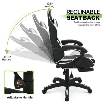 Chaise de jeu pivotante avec repose-pieds repose-tête soutien lombaire Noir dos haut Autre style