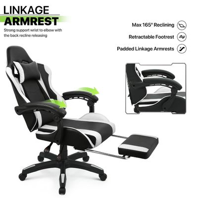 Chaise de jeu pivotante avec repose-pieds repose-tête soutien lombaire Noir dos haut Autre style