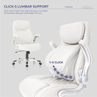 Chaise de bureau en cuir en PU confortable avec support lombaire 27.55D x 26.77W x 43.3H pouces