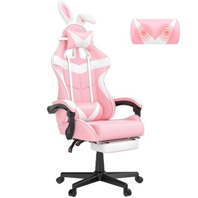 Chaise pivotante chaise de jeu rose avec repose-pieds et adorable design de lapin