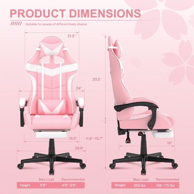 Chaise pivotante chaise de jeu rose avec repose-pieds et adorable design de lapin