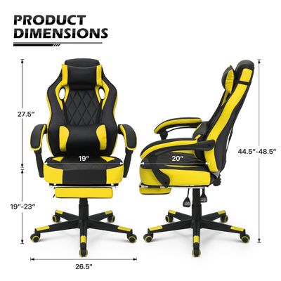 Chaise de jeu de course à 360 degrés avec support lombaire détachable en cuir PU