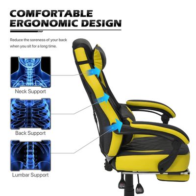 Chaise de jeu de course à 360 degrés avec support lombaire détachable en cuir PU