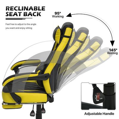 Chaise de jeu de course à 360 degrés avec support lombaire détachable en cuir PU