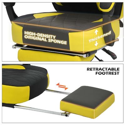 Chaise de jeu de course à 360 degrés avec support lombaire détachable en cuir PU