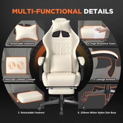Chaise de jeu de design moderne avec cuir vintage en PU et massage 19 &quot;D x 27&quot;W x 50&quot;H
