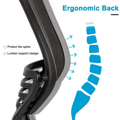 Chaise d'ordinateur à dos moyen avec bras pliables hauteur réglable et support lombaire
